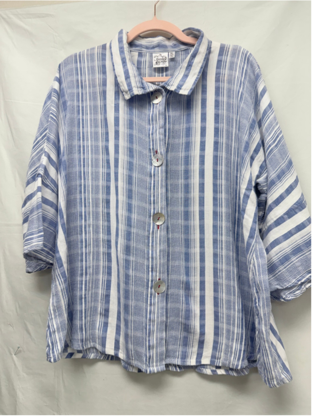 Women's Parsley & Sage Button Down Shirt XL Blue White Striped